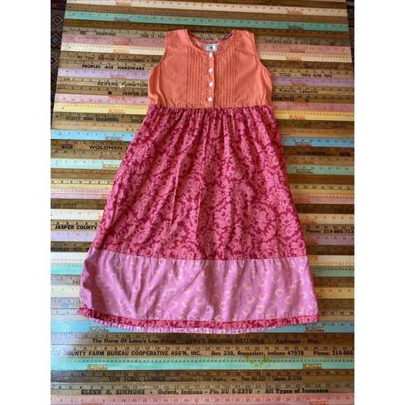 April Cornell Cornelloki Girl's 7/8 100% Cotton Mixed Print Maxi Dress Small S - Picture 1 of 11